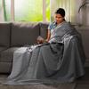 100% Cotton Gray Throw Blanket Woven Checker Pattern Super Soft Breathable Lightweight 68x90 inches Birthday view 3