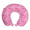 Ambesonne Zebra Print Travel Pillow Neck Rest, Striped Zebra Animal Skin Pattern in Vivid Color Fun Art Print, Memory Foam Traveling Accessory for Airplane and Car, 12", Pink Black view 1