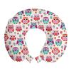 Ambesonne Owls Travel Pillow Neck Rest, Owls Happy Childhood Hipster Modern Repeated Animals Pattern Illustration, Memory Foam Traveling Accessory for Airplane and Car, 12", Fuchsia Seafoam view 1