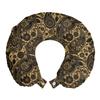 Ambesonne Ethnic Travel Pillow Neck Rest, Traditional Paisley Teardrop Cultural Twisted Leaves Ancient Art Print, Memory Foam Traveling Accessory for Airplane and Car, 12", Black Cream view 1