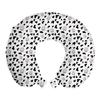 Ambesonne Cow Print Travel Pillow Neck Rest, Animal Cow Hide Pattern Doodle Cartoon Drawing Farming Husbandry, Memory Foam Traveling Accessory for Airplane and Car, 12", Black White Lilac view 1