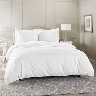 Comfort Store Bedding 2 Piece 300 GSM Comforted Set Collection Organic Cotton 600 Thread Count Solid 1 Duvet Cover, 1 Comforter (White Twin, Set of 2)