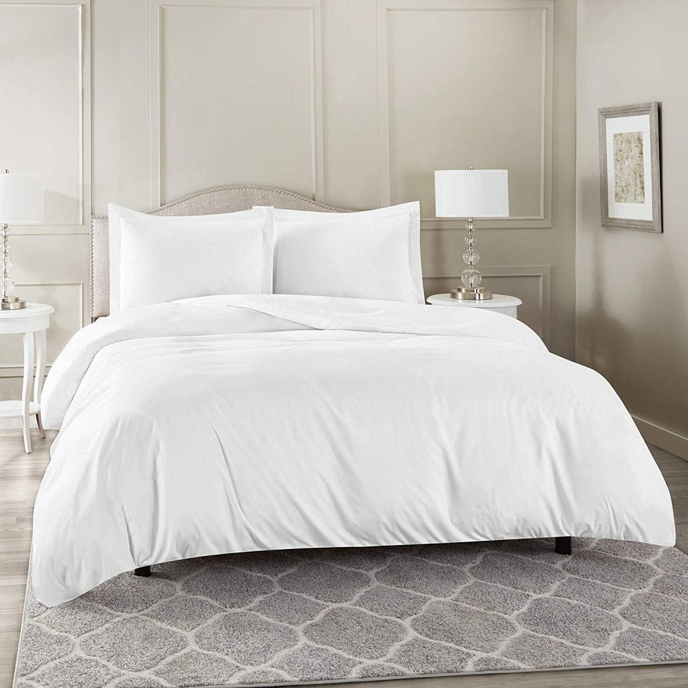 Comfort Store Bedding 2 Piece 300 GSM Comforted Set Collection Organic Cotton 600 Thread Count Solid 1 Duvet Cover, 1 Comforter (White Twin, Set of 2)