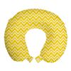 Ambesonne Yellow Travel Pillow Neck Rest, Zig Zag Chevron Pattern in Yellow and White Colors Modern Inspired Art Print, Memory Foam Traveling Accessory for Airplane and Car, 12", Yellow and White view 1