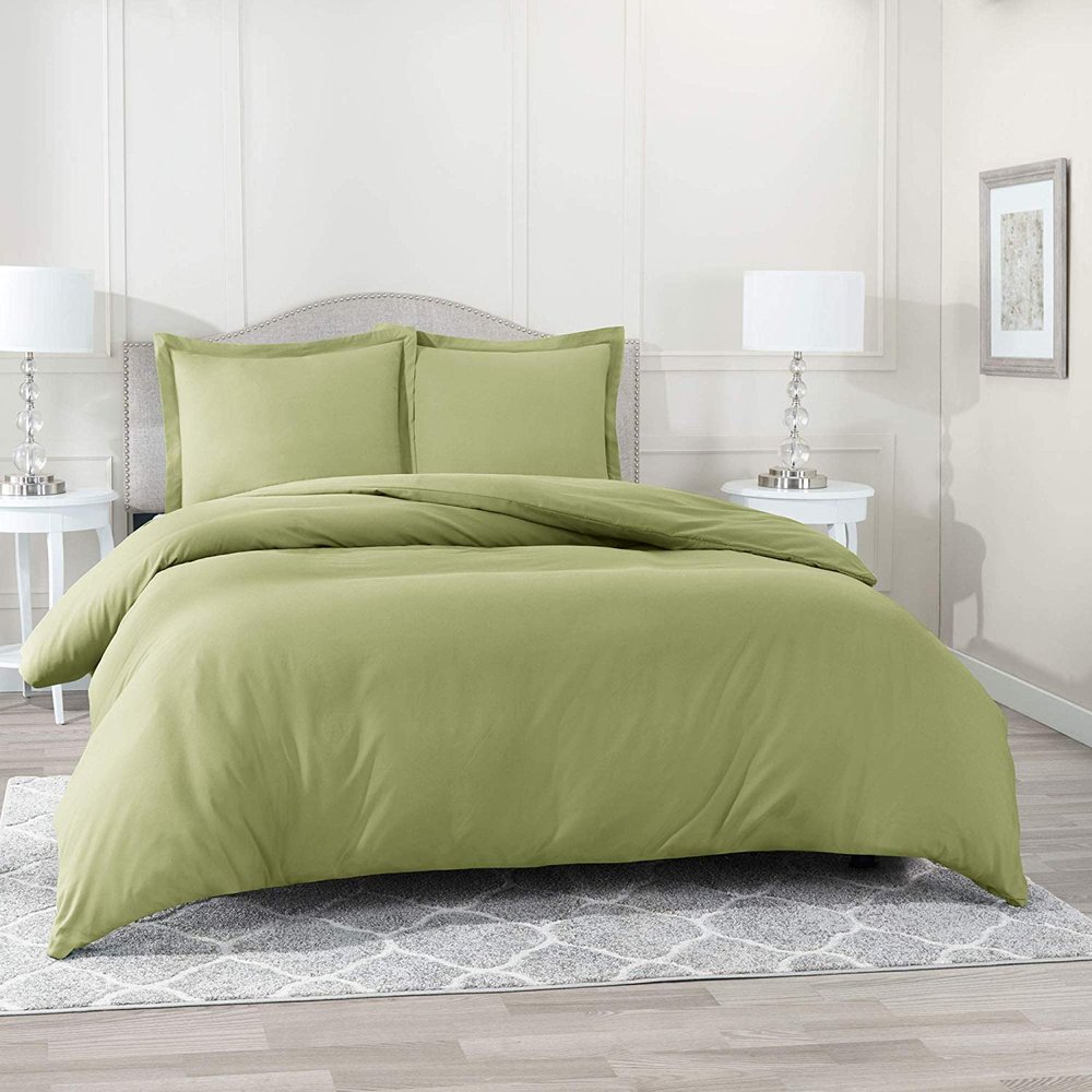Comfort Store Bedding 2 Piece 300 GSM Comforted Set Collection Organic Cotton 600 Thread Count Solid 1 Duvet Cover, 1 Comforter (Olive Twin, Set of 2)