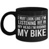 Bike Coffee Mug for Cyclist Biker Grandpa Black Mugs Birthday Gift for Dad Funny Biking Tea Cup Bicycle Rider Gag Gifts for Men and Women I May Look L view 1