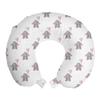 Ambesonne Animal Cartoon Travel Pillow Neck Rest, s Holding Heart Shaped Pink Balloons Girlish Design, Memory Foam Traveling Accessory for Airplane and Car, 12", Pink White view 1