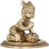 3" Krishna - The Makhan Chor (Butter Thief) in Brass | Handmade | Made in India - Brass Statue view 1