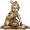 3" Krishna - The Makhan Chor (Butter Thief) in Brass | Handmade | Made in India - Brass Statue view 2