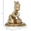 3" Krishna - The Makhan Chor (Butter Thief) in Brass | Handmade | Made in India - Brass Statue view 4