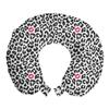 Ambesonne Savannah Travel Pillow Neck Rest, Leopard Cheetah Animal Print Kiss Shape Lipstick Mark Dotted Trend Art, Memory Foam Traveling Accessory for Airplane and Car, 12", Grey Pink view 1