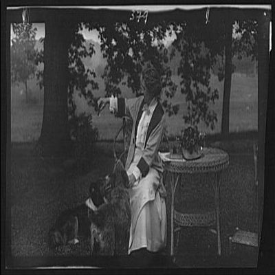 HistoricalFindings Photo: Tarbell,Ida,Miss,Dogs,Outdoors,Portrait Photographs,Women,Arnold Genthe,1912