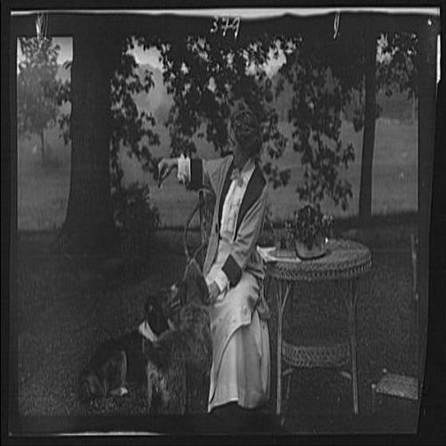 HistoricalFindings Photo: Tarbell,Ida,Miss,Dogs,Outdoors,Portrait Photographs,Women,Arnold Genthe,1912