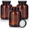 JUVITUS 8 oz Amber Glass Packer Bottle with Black Ribbed Lid (3 pack) view 1