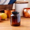 JUVITUS 8 oz Amber Glass Packer Bottle with Black Ribbed Lid (3 pack) view 3