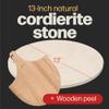 HANS GRILL PIZZA STONE | Circular Pizza Stone For Oven Baking & BBQ Grilling With Free Wooden Peel | Extra Large Round 15" Inches Diameter (38CM) Durable Cordierite Cooking Stone. view 2