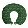 Ambesonne Irish Travel Pillow Neck Rest, National Foliage Pattern Intricate Twigs and Dots Trefoil Botanical Abstraction, Memory Foam Traveling Accessory for Airplane and Car, 12", Lime Green view 1