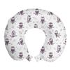 Ambesonne Owl Travel Pillow Neck Rest, Cartoon Style Illustration of Owls on The Branches Mysterious Woods Print, Memory Foam Traveling Accessory for Airplane and Car, 12", Eggplant White view 1