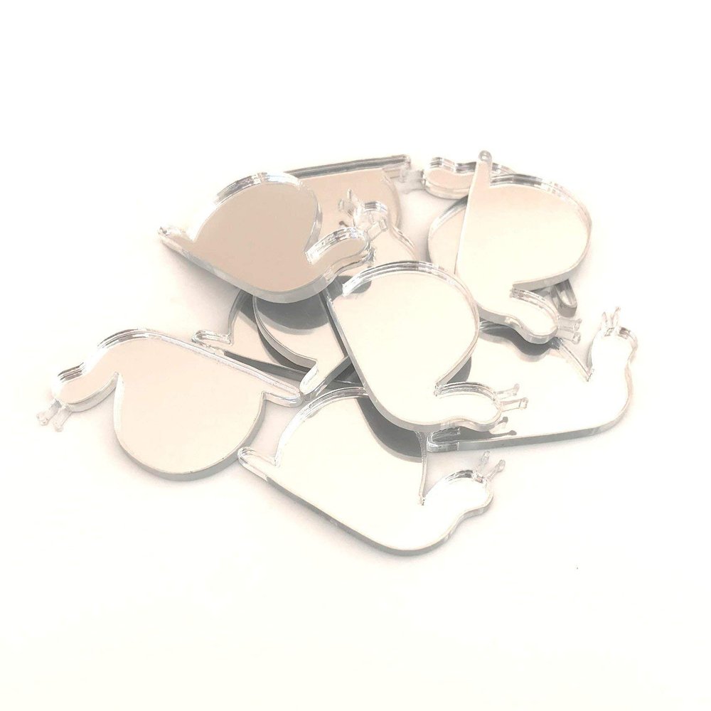 Snail Shaped Crafting Mirrors, Set of 10, Shatterproof Acrylic, Silver