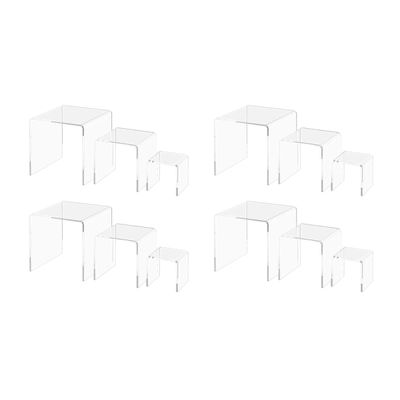 4 Pack Acrylic Riser Display Stands 3 Pieces Clear Plexiglass 2" 3" 4" Retail Showcase Pedestals for Products and Merchandise by Marketing Holders