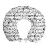 Ambesonne Music Travel Pillow Neck Rest, Abstract Style Professional Pattern Notes and Clef Sheet Play Writing Print, Memory Foam Traveling Accessory for Airplane and Car, 12", White Black view 1