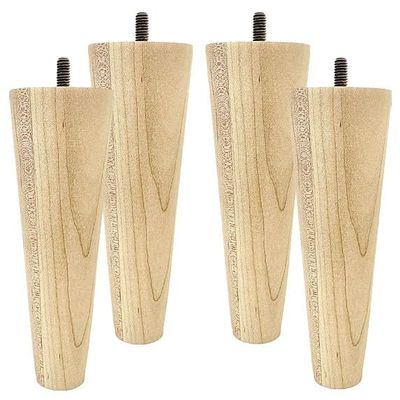 Highland Manor Wood Products Round Tapered Bun Foot - 6" Tall x 1 7/8" Wide (Maple) (Set of 4)
