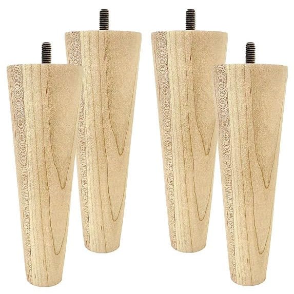 Highland Manor Wood Products Round Tapered Bun Foot - 6" Tall x 1 7/8" Wide (Maple) (Set of 4)