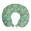 Ambesonne Underwater Travel Pillow Neck Rest, Nautical World Themed Pattern Mermaid Seahorse Fish Shells Cartoon, Memory Foam Traveling Accessory for Airplane and Car, 12", Turquoise Marigold Green view 1