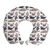 Ambesonne Sea Animals Travel Pillow Neck Rest, Seals Illustration Sea Lion Exotic Tropical Comic Graphic Wild Ocean, Memory Foam Traveling Accessory for Airplane and Car, 12", Cadet Blue Mauve view 1