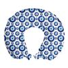 Ambesonne Evil Eye Travel Pillow Neck Rest, Symmetrical Pattern All Seeing Eye Superstitious Turkish Ethnic, Memory Foam Traveling Accessory for Airplane and Car, 12", White Blue view 1