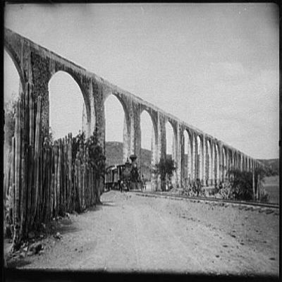 HistoricalFindings Photo: Aqueduct,Railroads,Cactus,Queretaro,Mexico,Detroit Publishing Company,1891