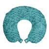 Ambesonne Teal Travel Pillow Neck Rest, Ink Drawing Inspired Intertwined Tree Branches Buds and Leaves in Abstract Design, Memory Foam Traveling Accessory for Airplane and Car, 12", Turquoise Teal view 1