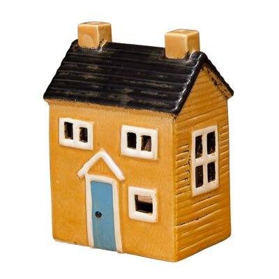 Akizuki Trade SE13461 Ceramic Lantern, Maison L, OR/BK, W 4.5 x D 3.1 x H 6.3 inches (11.5 x 8 x 16 cm)