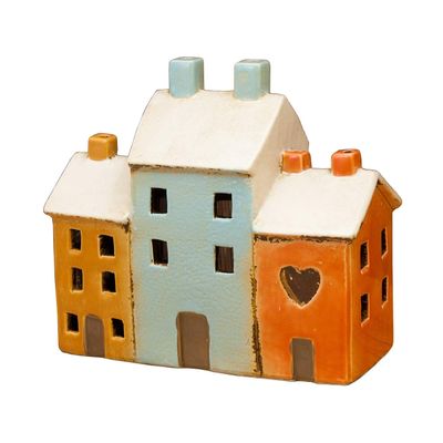 Akizuki Trade SE13591 Ceramic Lantern, Maison L, OR/BL/RD, W 7.5 x D 3.9 x H 6.7 inches (19 x 10 x 17 cm)