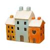 Akizuki Trade SE13591 Ceramic Lantern, Maison L, OR/BL/RD, W 7.5 x D 3.9 x H 6.7 inches (19 x 10 x 17 cm) view 1