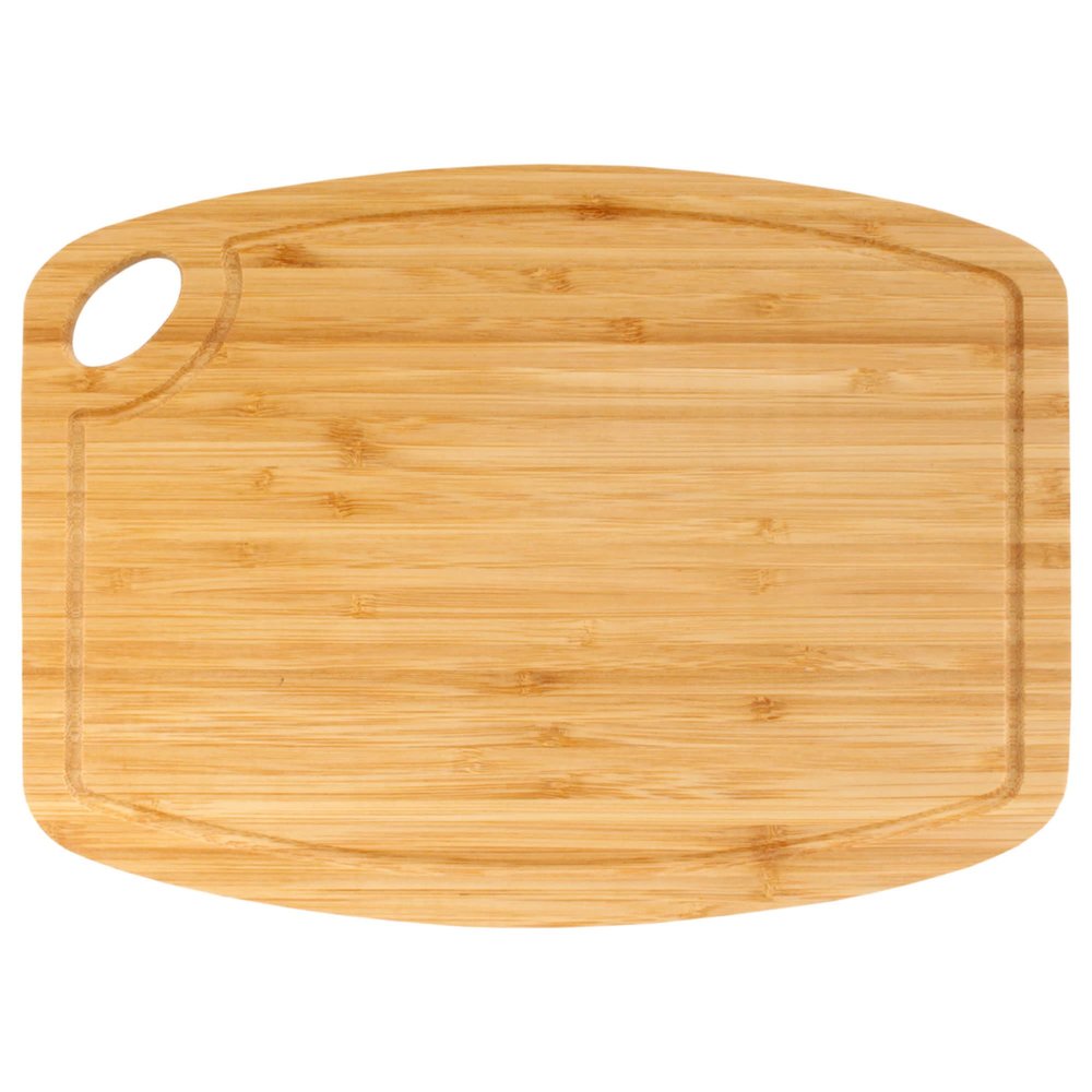 BambooMN Natural Bamboo Cutting Board w/Juice Groove and Hanging Hole - 11.75" x 8.63" x 0.4" - Vertical Cut - 10 Pieces