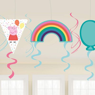 Amscan 9906341 - Officially Licensed Peppa Pig Party Hanging Swirl Decorations - 6 Pack