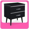 Adore Dcor Lennox Mid-Century Side Table 2 Drawers Storage Nightstand, Matte Chrome Handle, Black view 1