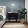 Adore Dcor Lennox Mid-Century Side Table 2 Drawers Storage Nightstand, Matte Chrome Handle, Black view 2