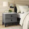 Adore Decor Micah Modern Side Table, 2 Drawers Bedside Storage Nightstand, Marble Top, Gray view 2