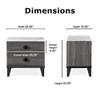 Adore Decor Micah Modern Side Table, 2 Drawers Bedside Storage Nightstand, Marble Top, Gray view 3
