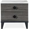 Adore Decor Micah Modern Side Table, 2 Drawers Bedside Storage Nightstand, Marble Top, Gray view 4
