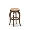 East West Furniture BFS030-303 Bedford Counter Height Stool - Round Shape Mocha PU Leather Upholstered Pub Height Backless Chairs, 30 Inch Height, Mahogany view 1