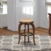 East West Furniture BFS030-303 Bedford Counter Height Stool - Round Shape Mocha PU Leather Upholstered Pub Height Backless Chairs, 30 Inch Height, Mahogany view 2