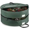 ZOBER Christmas Wreath Storage Container 24 Inch - Wreath Bag Fits 2 Wreaths Box - 600D Oxford Fabric - Interior Compartment for Storing Garlands, Wreaths Storage Bag W Strong Durable Handles - Green view 1
