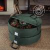 ZOBER Christmas Wreath Storage Container 24 Inch - Wreath Bag Fits 2 Wreaths Box - 600D Oxford Fabric - Interior Compartment for Storing Garlands, Wreaths Storage Bag W Strong Durable Handles - Green view 2