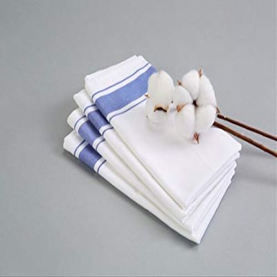 100% Cotton Hand Towel- Kitchen Dish Towel- Tea Towel - (100% Cotton- Striped Blue (4))