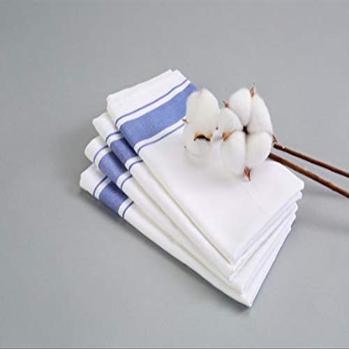 100% Cotton Hand Towel- Kitchen Dish Towel- Tea Towel - (100% Cotton- Striped Blue (4))