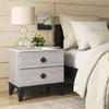 Adore Decor Micah Modern Side Table, 2 Drawers Bedside Storage Nightstand, Marble Print Top, Beige view 2