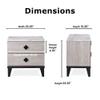 Adore Decor Micah Modern Side Table, 2 Drawers Bedside Storage Nightstand, Marble Print Top, Beige view 3